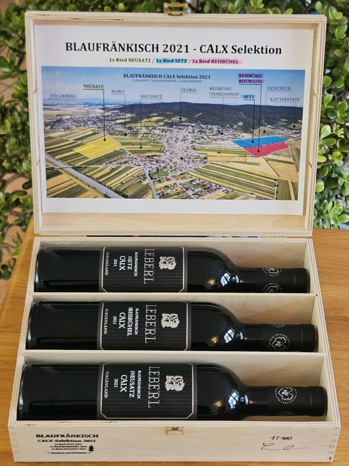 CALX-Holzkiste „BLAUFRÄNKISCH 2021 – CALX Selektion“